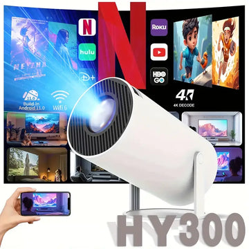 Smart Projector Auto Horizontal Correction, 180°Rotatable Movie Projector Compatible with Phone, Wi-Fi 6 BT5.2 Android 11
