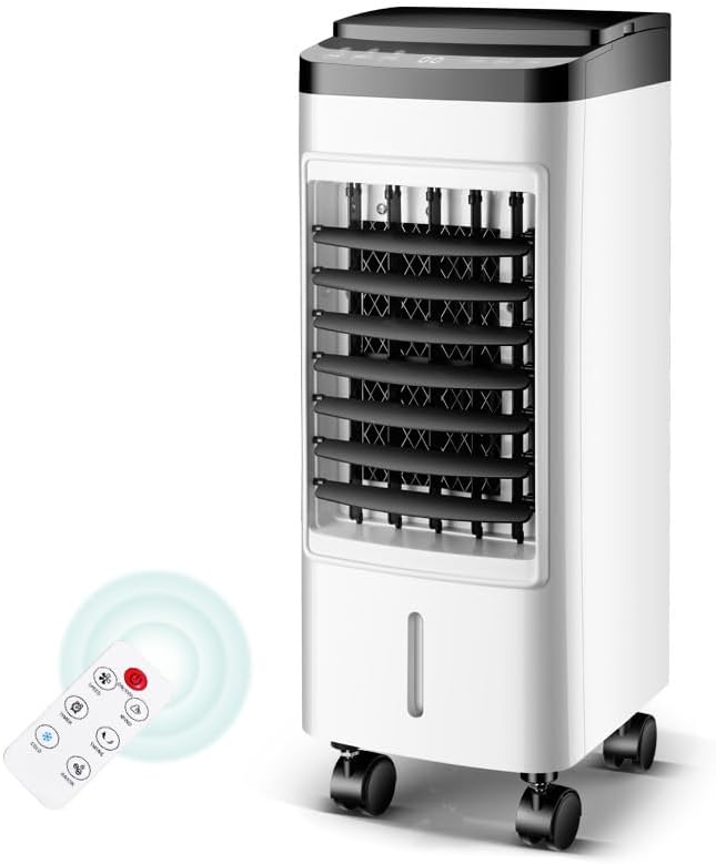 Air Cooler, Fan Humidifier with LED Display and Remote Timer for Office,Bedroom,Kitchen