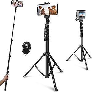 FitStill 64-inch Selfie Stick Tripod, Detachable and Extendable Phone Tripod